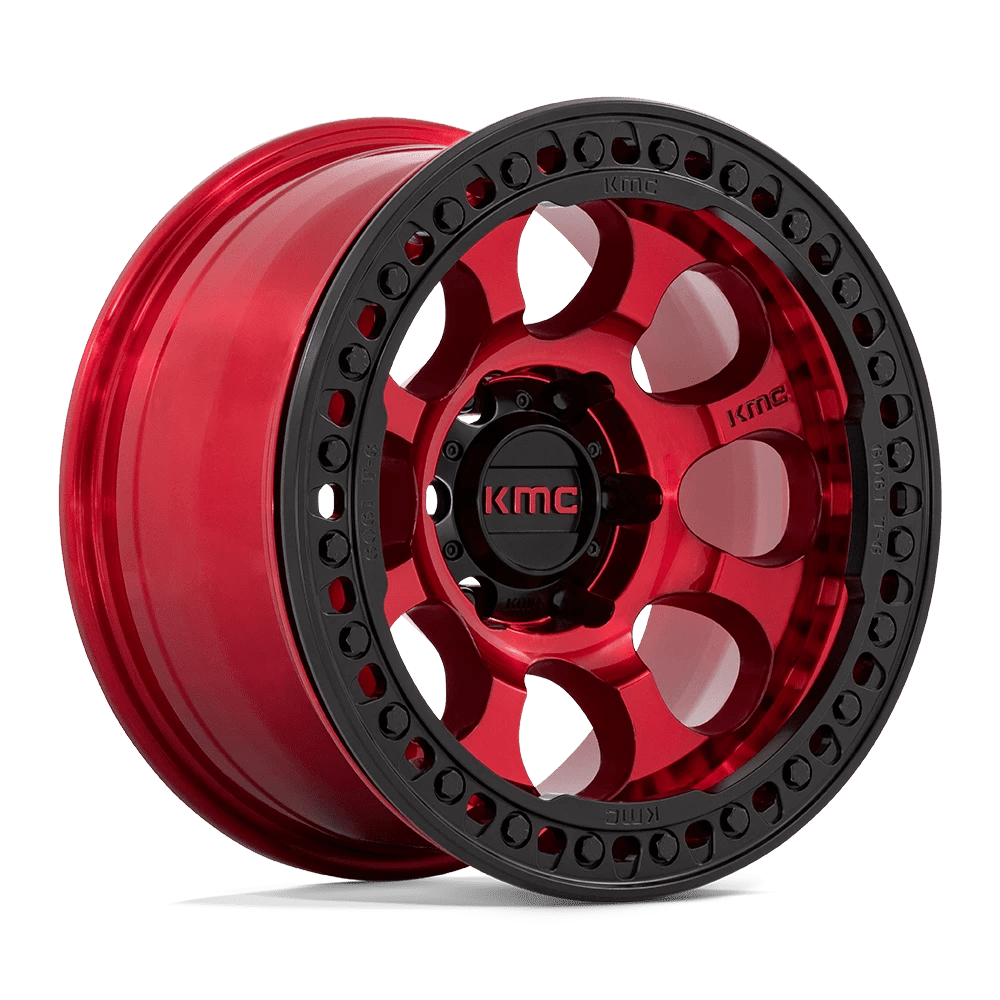 KMC KM237 RIOT BEADLOCK Wheel | Candy Red W/ Satin Black Ring