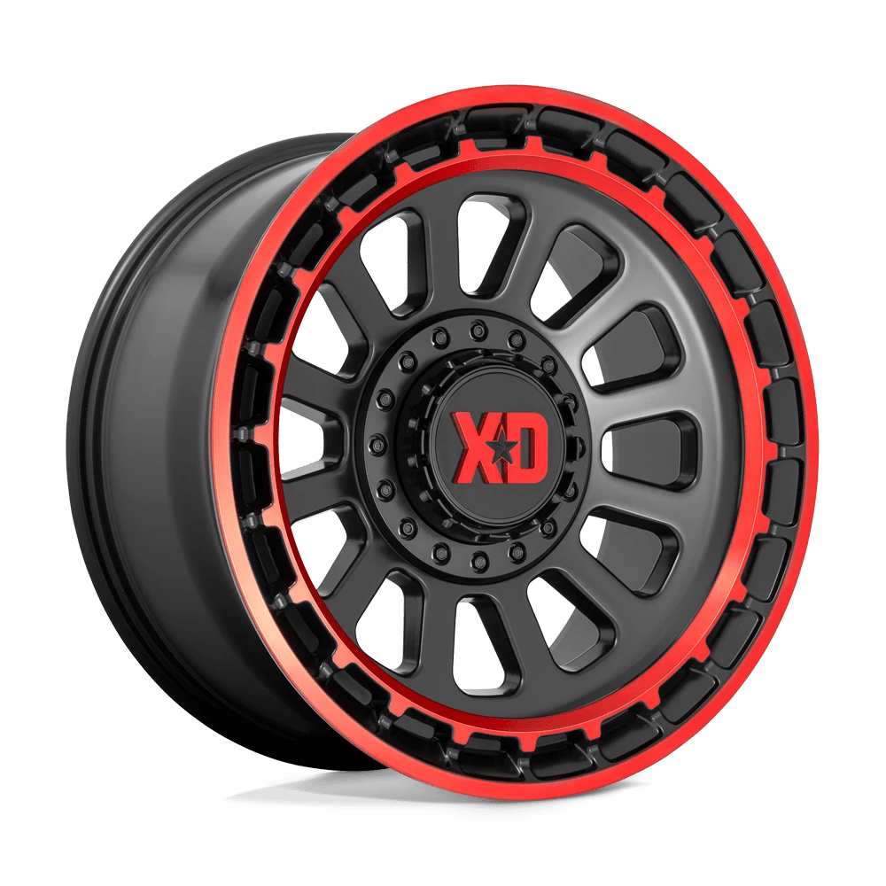 XD XD856 OMEGA Wheel | Satin Black Machined Lip W/ Red Tint