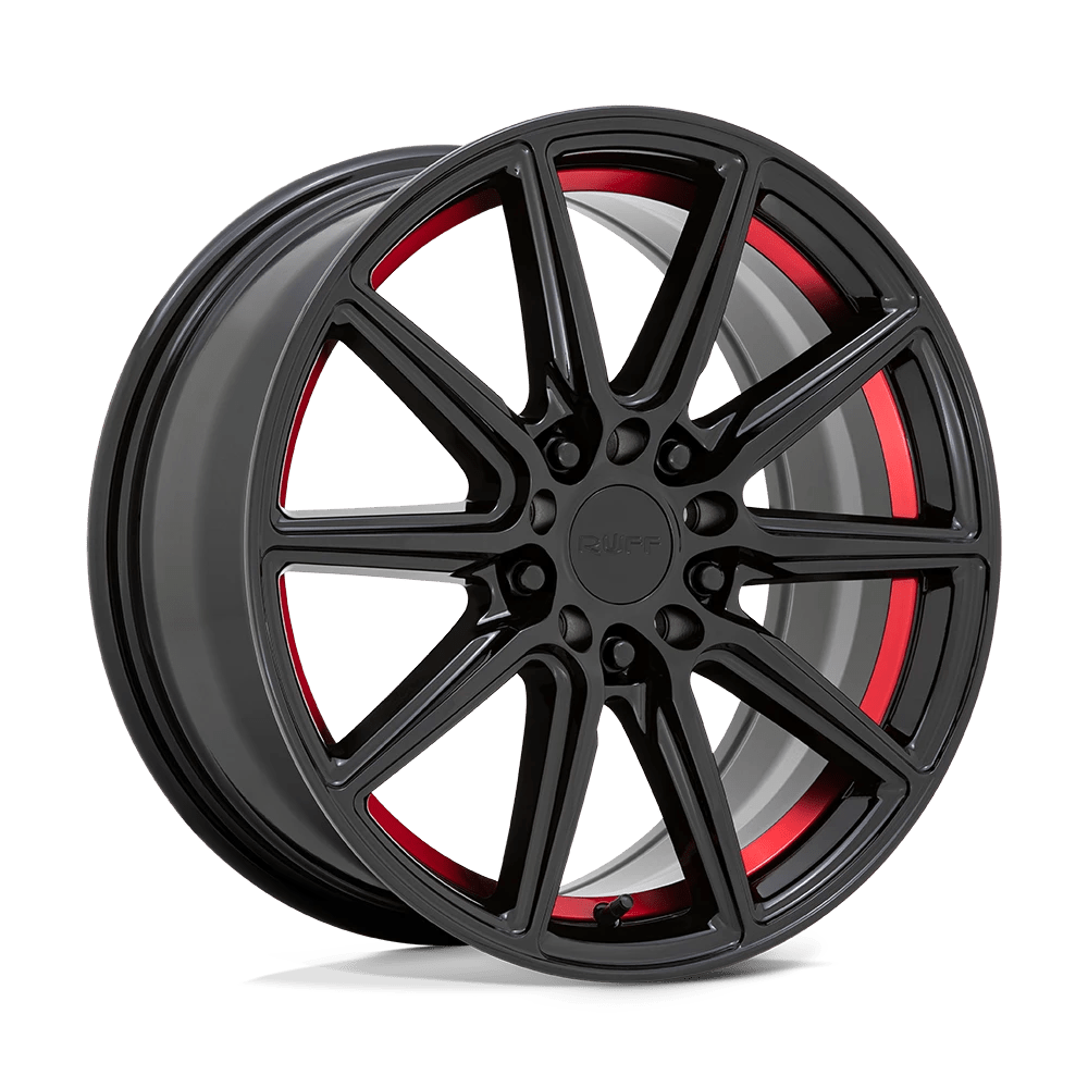 Ruff THROTTLE Wheel | Gloss Black W/ Machined Red Inner Lip