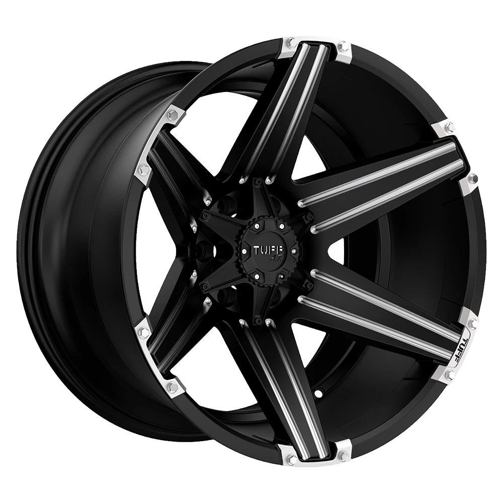 Tuff T12 Wheel | Satin Black W/ Milled Spokes And Brushed Inserts