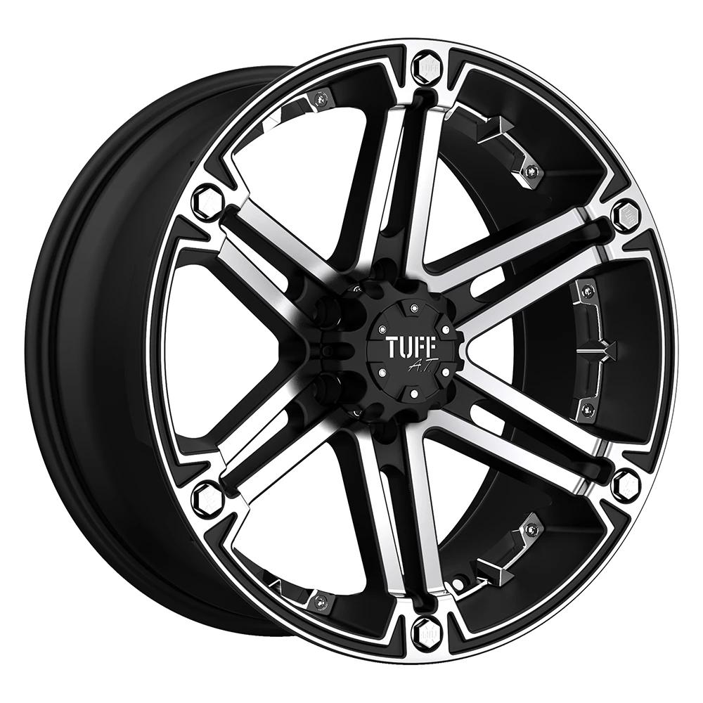 Tuff T01 Wheel | Flat Black W/ Machined Face And Chrome Inserts