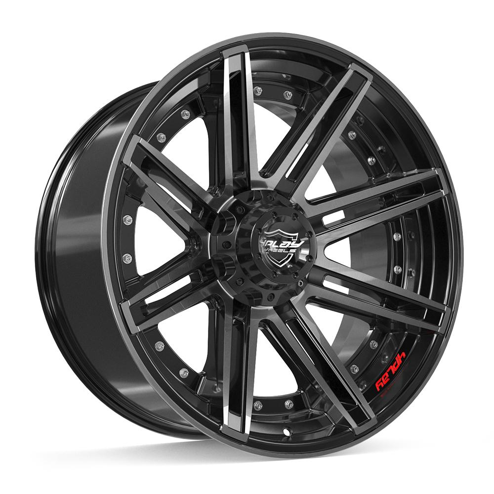 4PLAY Wheels 22x10 Brushed Black Gloss Rim for Ram, Dodge, Jeep, GM, and Ford - Part 4P08