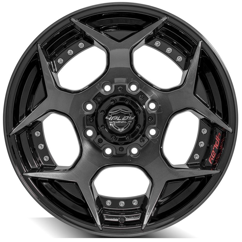 4PLAY Wheels 20x10 Brushed Black Rim for Ford Excursion, F-250, and F-350 – Part Number 4P50-20100-8170-24BBT
