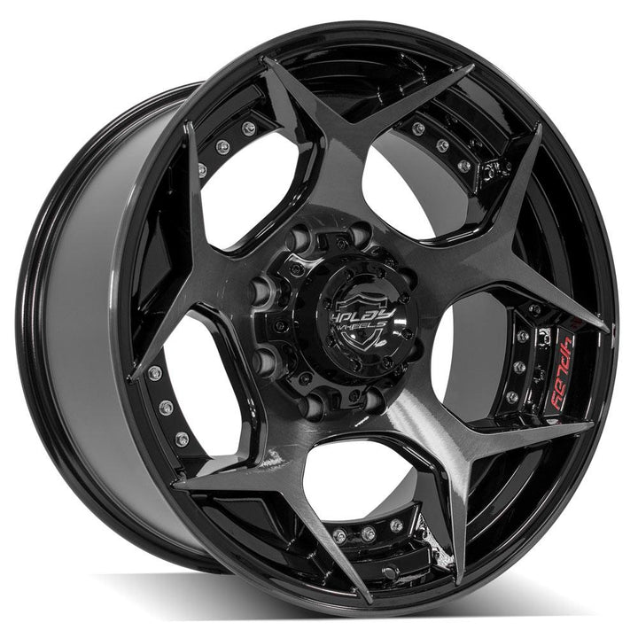 4PLAY Wheels 20x10 Brushed Black Rim for Ford Excursion, F-250, and F-350 – Part Number 4P50-20100-8170-24BBT