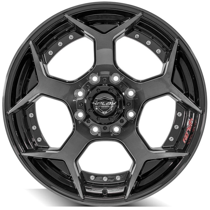 4PLAY Wheels 22x10 Brushed Black Gloss Rim for Ford F-250 and Excursion