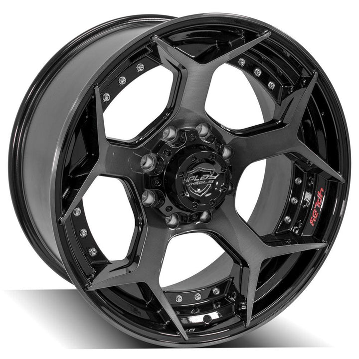 4PLAY Wheels 22x10 Brushed Black Gloss Rim for Ford F-250 and Excursion