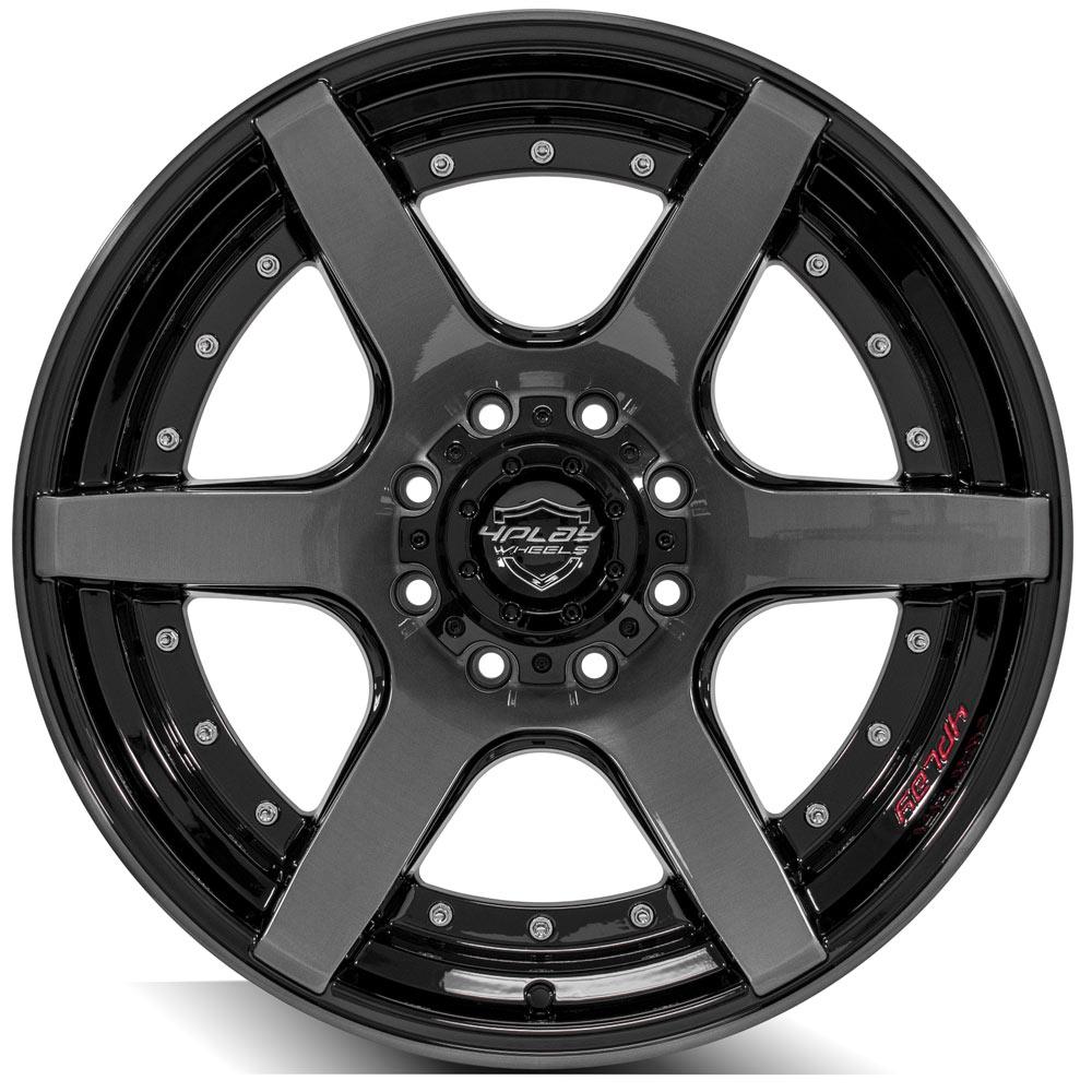 4PLAY Wheels 22x10 Brushed Black Rim for Ford Excursion and F-Series Trucks, Part 4P60-22100-8170-24BBT