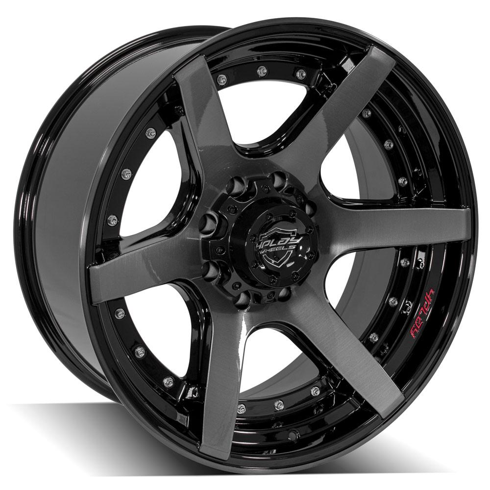 4PLAY Wheels 22x10 Brushed Black Rim for Ford Excursion and F-Series Trucks, Part 4P60-22100-8170-24BBT
