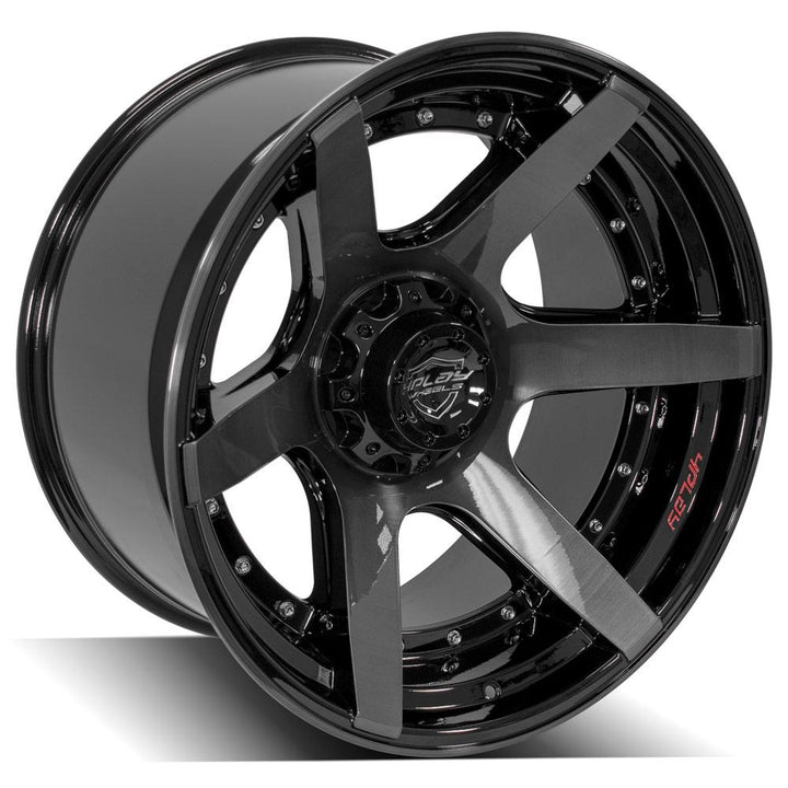 4PLAY Wheels 22x12 Inch Brushed Black Gloss with Tinted Clear for GM, Ford, Lincoln, Nissan, Toyota - Part 4P60