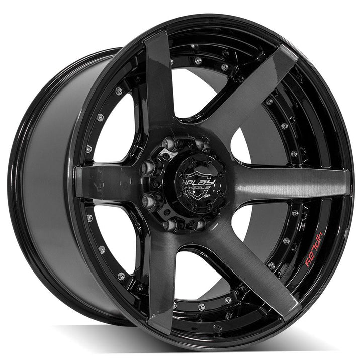 4PLAY Wheels 22x12 Brushed Black Gloss Wheel for Ford Excursion and F-Series Trucks (Part P60-22120-8170-44BBT)