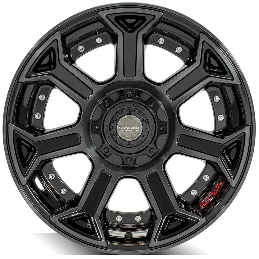 4PLAY Wheels 22x10 Brushed Black Gloss Wheel for Ram, Dodge, Jeep, GM, and Ford Vehicles – Part 4P70