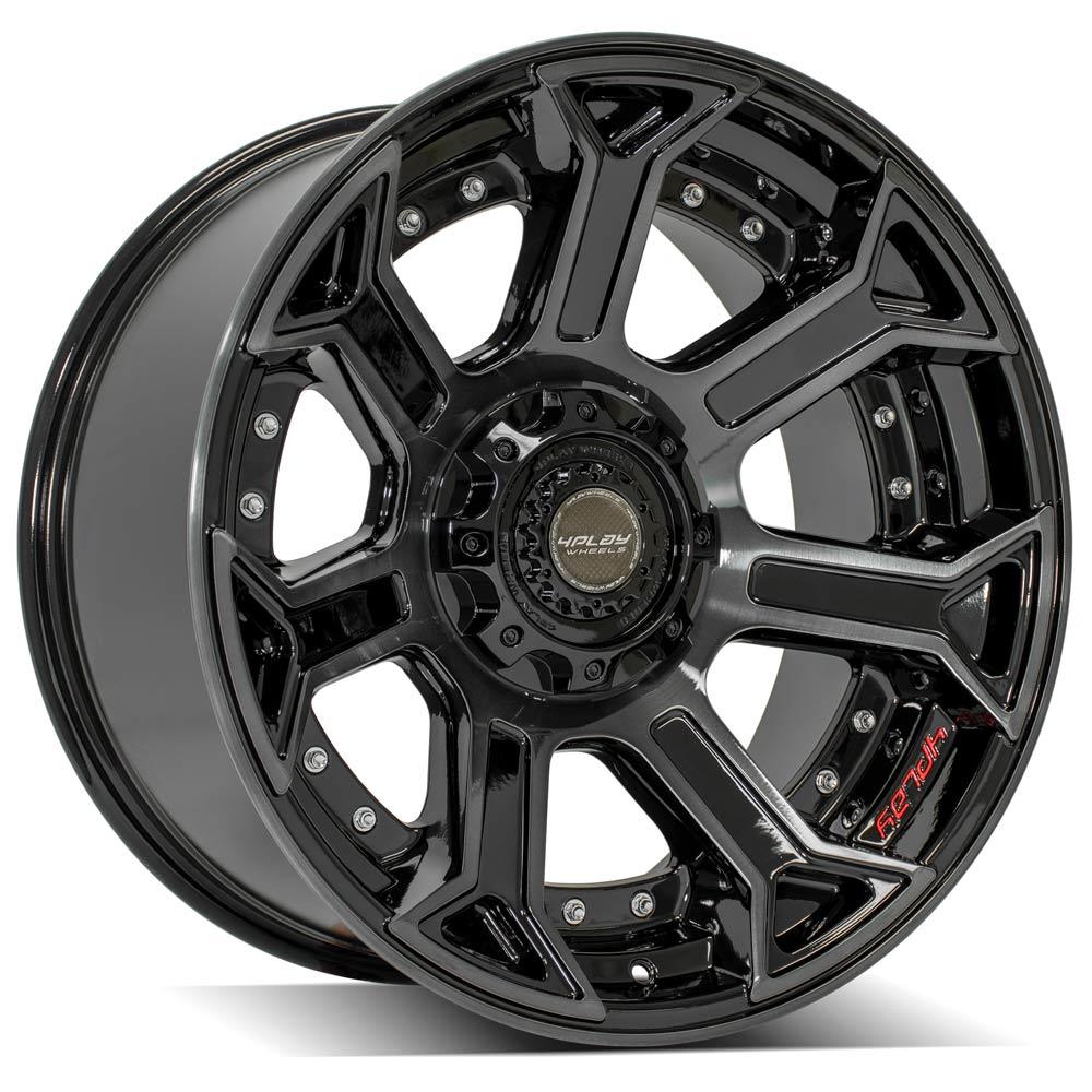 4PLAY Wheels 22x10 Brushed Black Gloss Wheel for Ram, Dodge, Jeep, GM, and Ford Vehicles – Part 4P70
