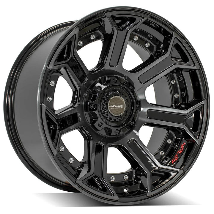 4PLAY Wheels 22x10 Brushed Black Gloss Wheel for Ram, Dodge, Jeep, GM, and Ford Vehicles – Part 4P70