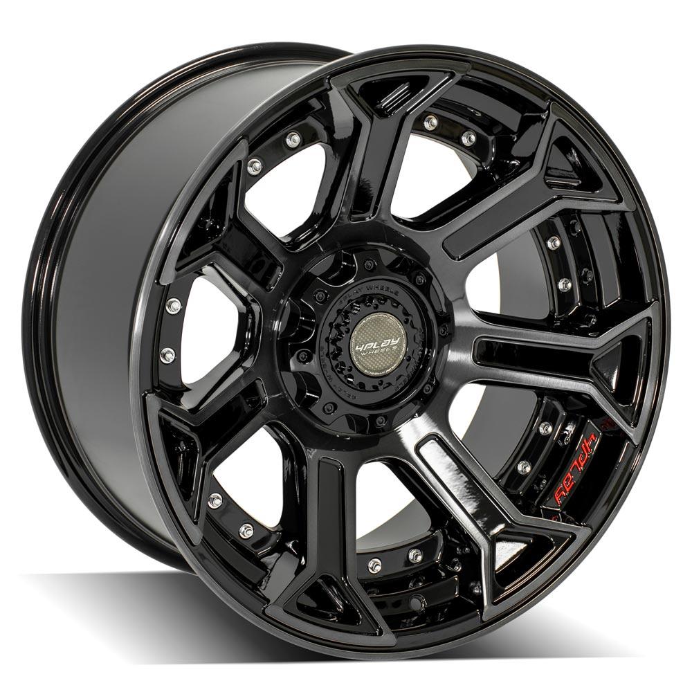 4PLAY Wheels 22x10 Brushed Black Gloss Wheel for Ram, Dodge, Jeep, GM, and Ford Vehicles – Part 4P70