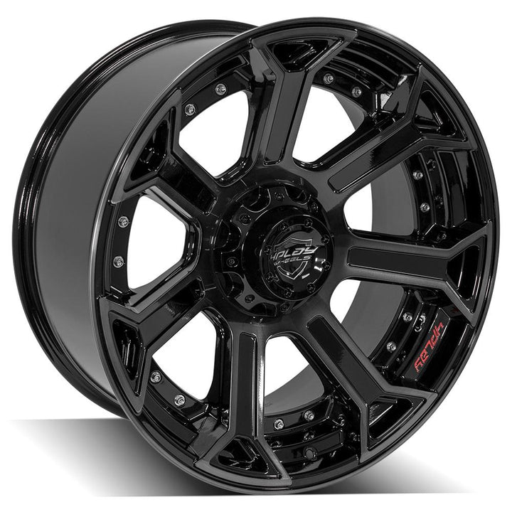 4PLAY Wheels 22x10 Brushed Black Gloss Wheel for Ram, Dodge, Jeep, GM, and Ford Vehicles - Part 4P70