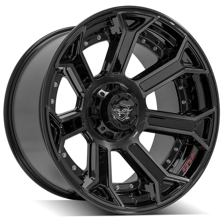 4PLAY Wheels 22x12 Brushed Black Gloss Rim for Ram, Dodge, Jeep, GM, and Ford Vehicles - Part 4P70