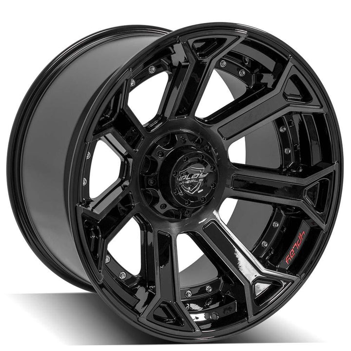 4PLAY Wheels 22x12 Brushed Black Gloss Rim for Ram, Dodge, Jeep, GM, and Ford Vehicles - Part 4P70