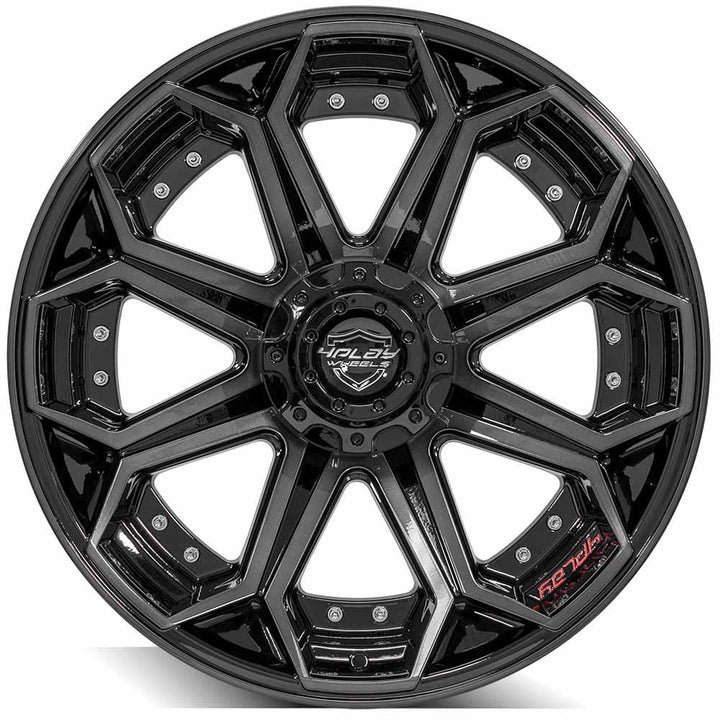 4PLAY Wheels 22x10 Brushed Black Gloss Rim for Ram, Dodge, Jeep, GM, and Ford – Model 4P80R