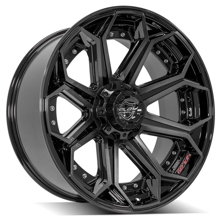 4PLAY Wheels 22x10 Brushed Black Gloss Rim for Ram, Dodge, Jeep, GM, and Ford – Model 4P80R