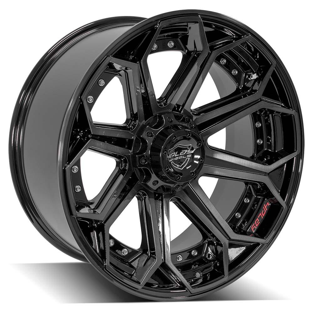 4PLAY Wheels 22x10 Brushed Black Gloss Rim for Ram, Dodge, Jeep, GM, and Ford – Model 4P80R