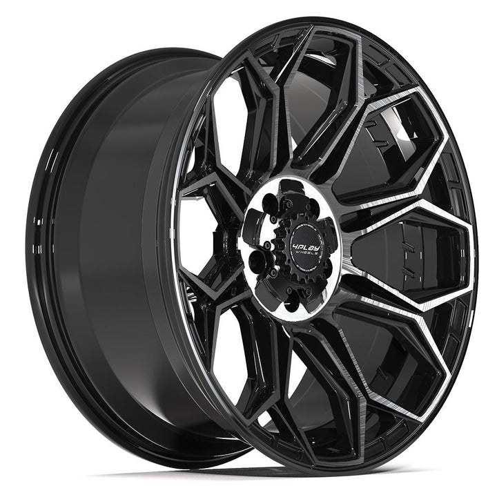 4PLAY Wheels Gen3 20x9 Brushed Black and Gloss Black Wheel with Tinted Clear Finish – Part Number 4P83-20090-5D55-0BBT for Chevrolet, Dodge, Ford, GMC, Jeep, and Ram Trucks