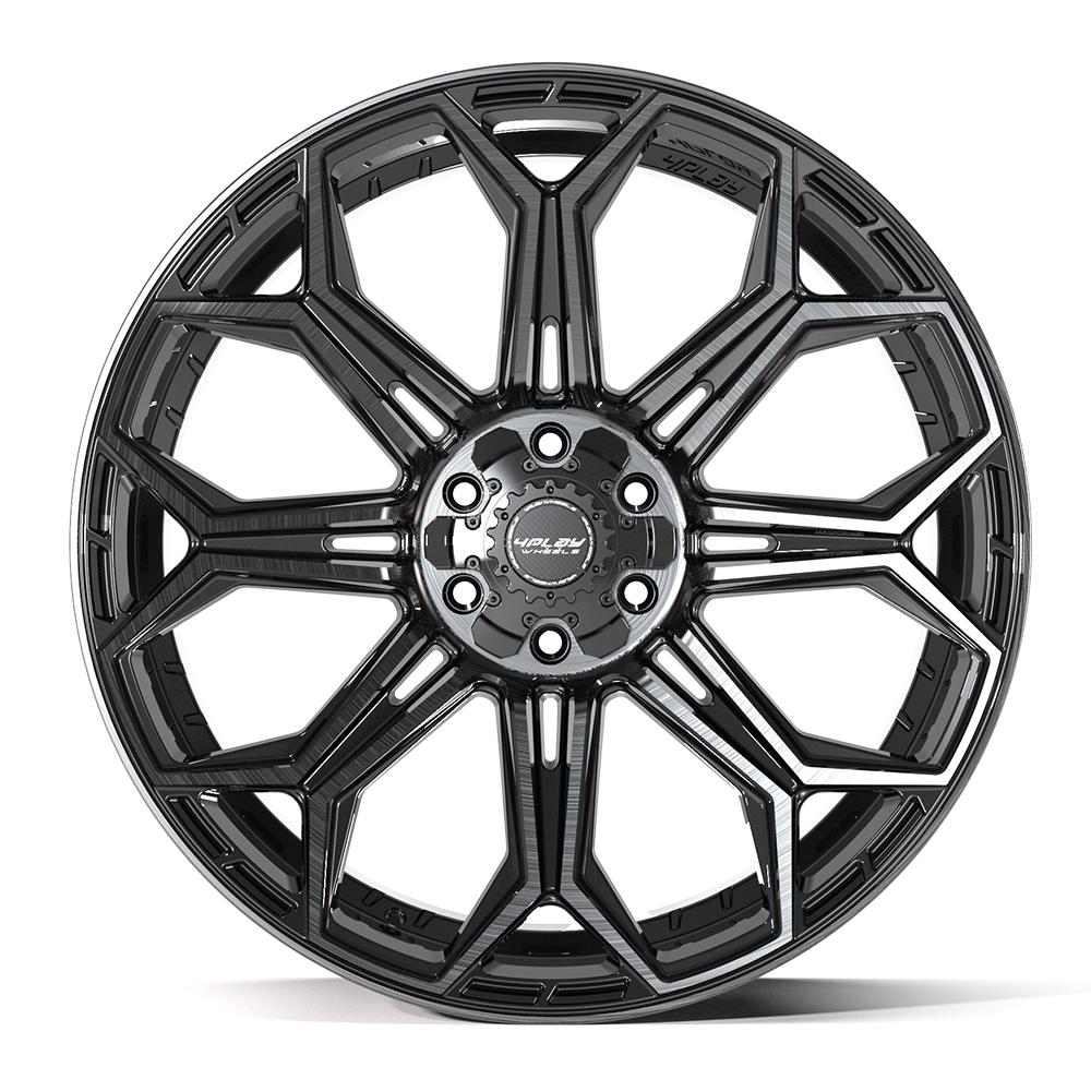 4PLAY Wheels Gen3 24x10 Brushed Black & Gloss Black with Tinted Clear - Part Number 4P83-24100-6D55-18BBT