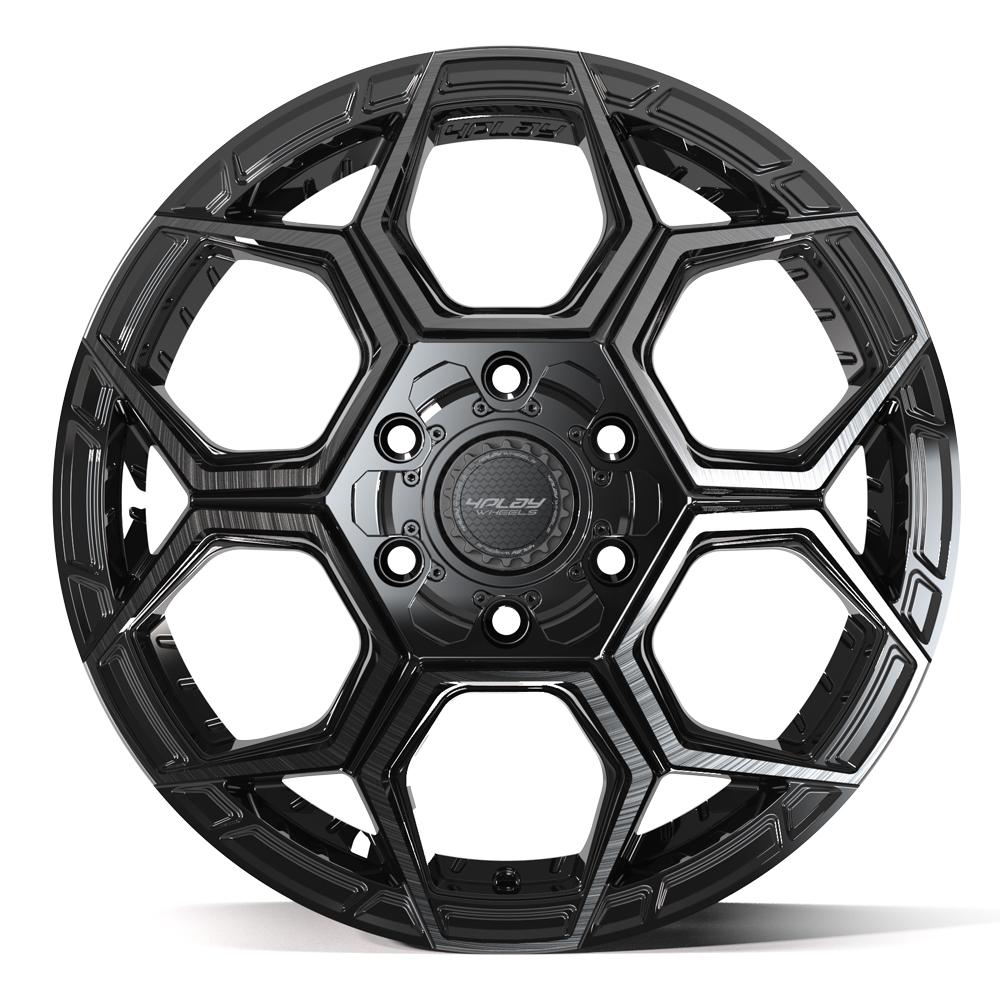 4PLAY Wheels Sport2.0 4PS26 18x9 Inch Brushed Black and Gloss Black Wheel for Multiple Full-Size SUVs and Trucks