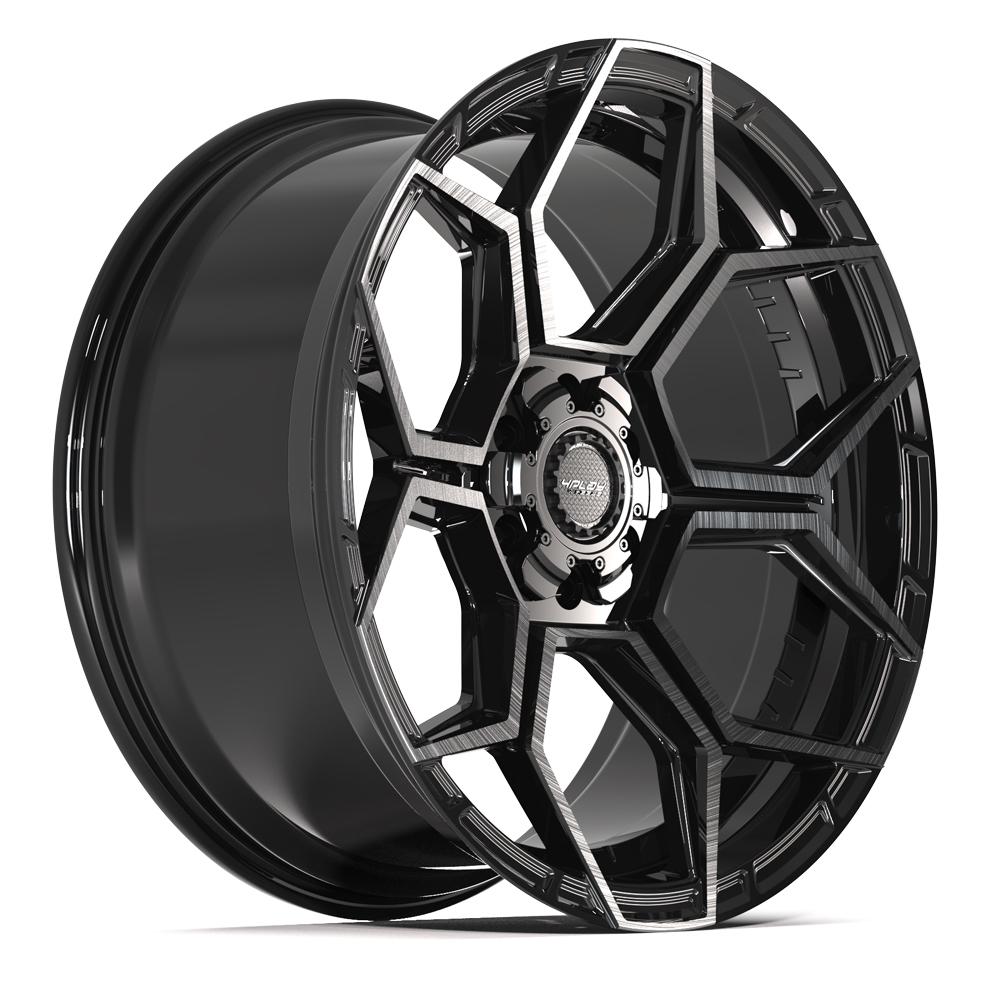 4PLAY Wheels Sport2.0 22x10 6x135mm & 6x5.5 in Brushed Black Gloss with Brushed Face and Tinted Clear for Versatile Vehicle Fitment