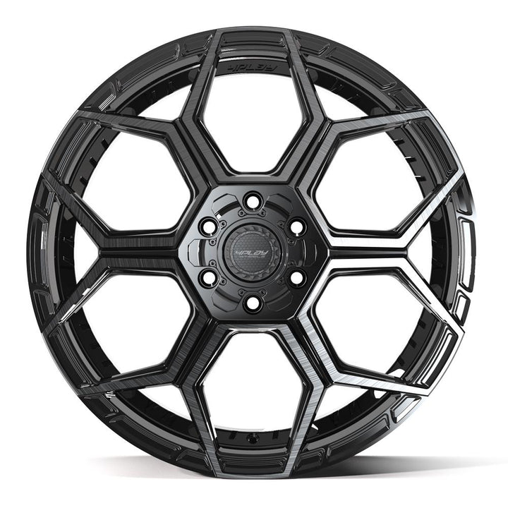 4PLAY Wheels Sport2.0 22x10 6x135mm & 6x5.5" +24ET Brushed Black Gloss with Brushed Face & Tinted Clear - Model 4PS26