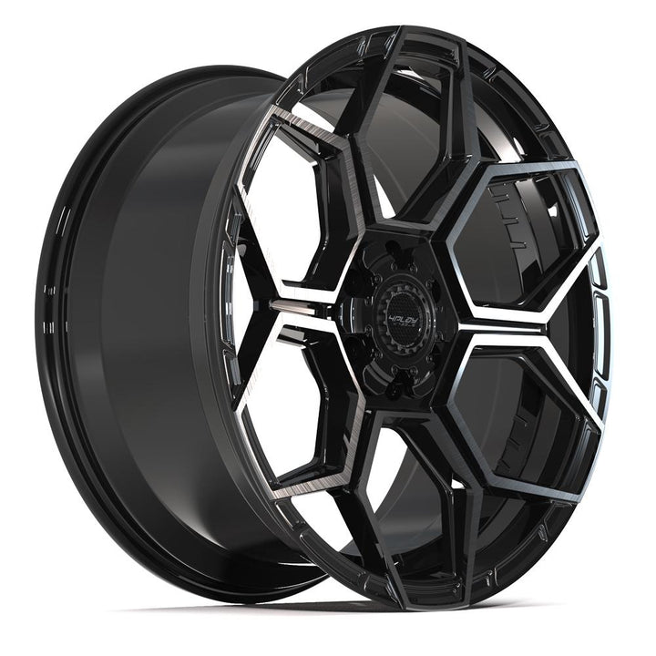 4PLAY Wheels Sport2.0 22x10 6x135mm & 6x5.5" +24ET Brushed Black Gloss with Brushed Face & Tinted Clear - Model 4PS26