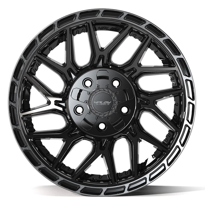 4PLAY Wheels Sport2.0 17x9 Brushed Black & Gloss Black with Tinted Clear - Part 4PS28, Fits Chevy, Dodge, Ford, Jeep, Ram, GMC