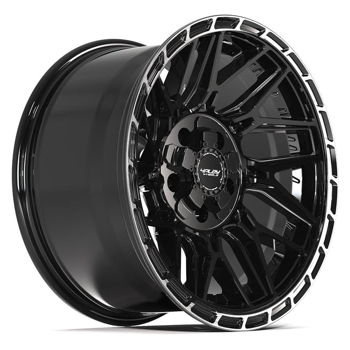 4PLAY Wheels Sport2.0 17x9 Brushed Black & Gloss Black with Tinted Clear - Part 4PS28, Fits Chevy, Dodge, Ford, Jeep, Ram, GMC