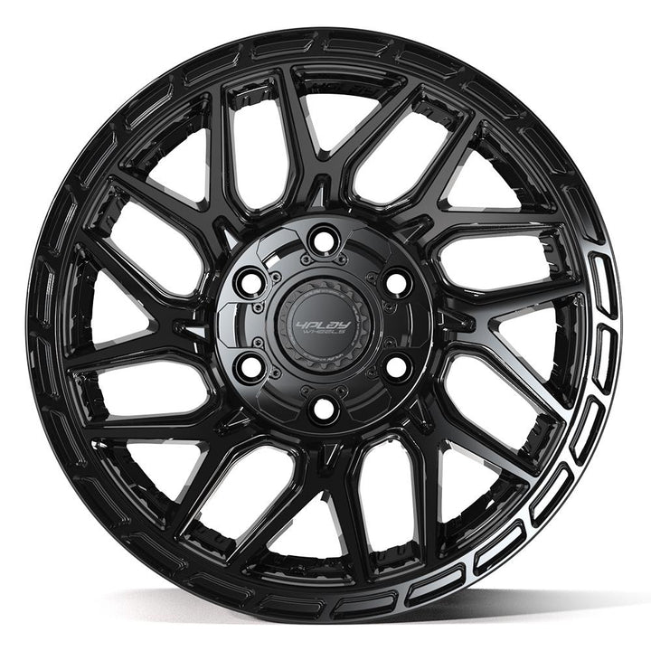 4PLAY Wheels Sport2.0 4PS28 17x9 Inch Brushed Black and Gloss Black Wheel with Tinted Clear Finish