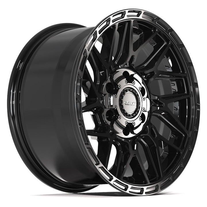 4PLAY Wheels Sport2.0 4PS28 17x9 Inch Brushed Black and Gloss Black Wheel with Tinted Clear Finish