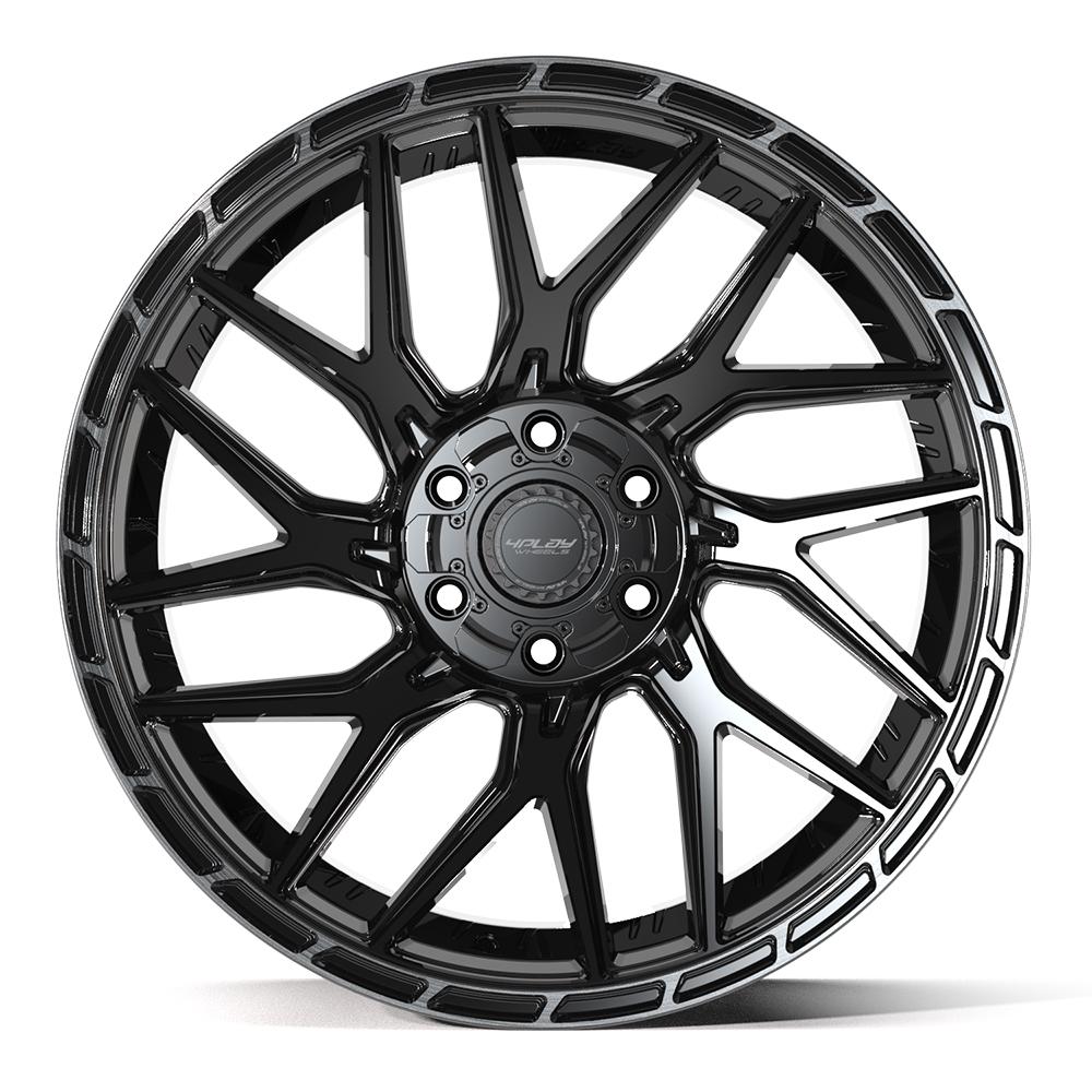 4PLAY Wheels Sport2.0 22x10 Brushed Black and Gloss Black with Tinted Clear - Part Number 4PS28