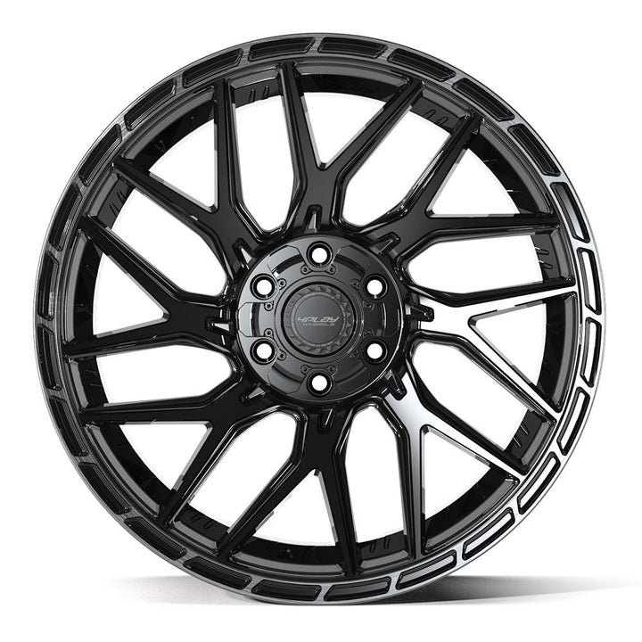 4PLAY Wheels Sport2.0 22x10 Brushed Black and Gloss Black with Tinted Clear - Part Number 4PS28
