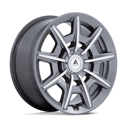 Asanti Black ESQUIRE 22x9 Gloss Anthracite Bright Mach Wheel with 5x112/120 Bolt Pattern and +35 Offset