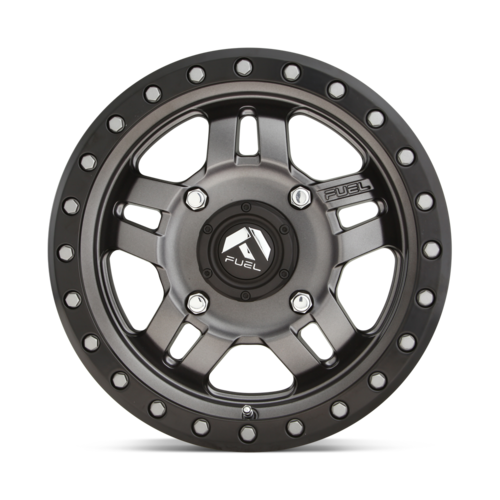 Fuel UTV ANZA Model D557 14x7 Matte Gun Metal Black Bead Ring Wheel with 4x156 Bolt Pattern and +13 Offset