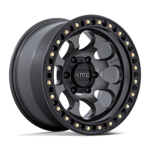 KMC KM550 RIOT SBL 17x8.5 Inch Alloy Wheel with Satin Black Lip and Anthracite Finish