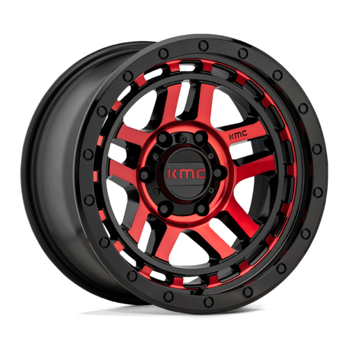 KMC KM540 Recon 17x9 Inch Gloss Black Machined Wheel with Red Tint - -12mm Offset