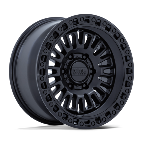 KMC KM554 AZTEC 17x8.5 Matte Black with Gloss Black Lip Wheel for 6x139.7 Bolt Pattern