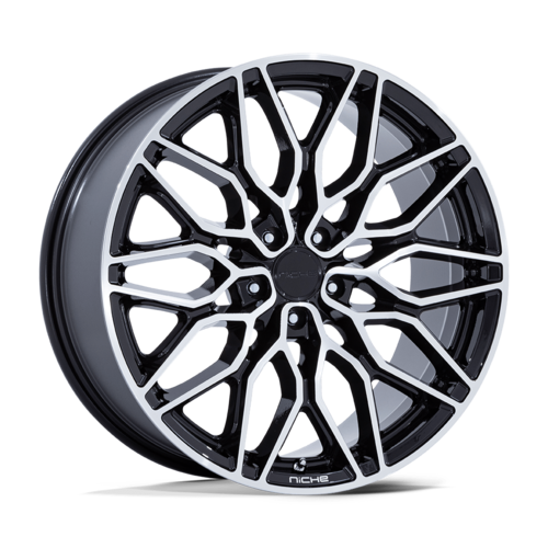 Niche 1PC Calabria 5 20x9 Inch Gloss Black Machined Wheel with 5x112 Bolt Pattern and 66.56mm Center Bore