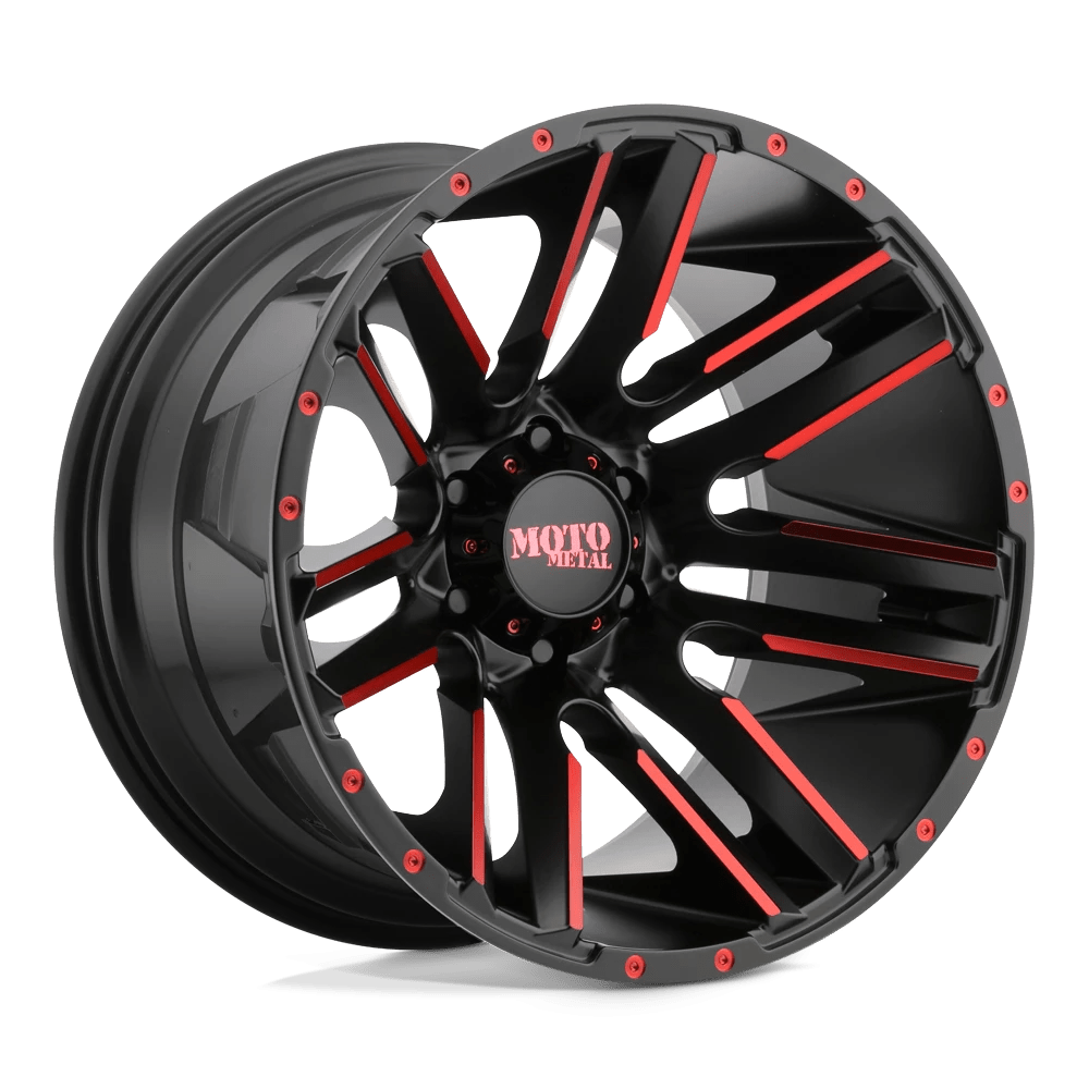 Moto Metal MO978 RAZOR Wheel | Satin Black Machined W/ Red Clear Coat