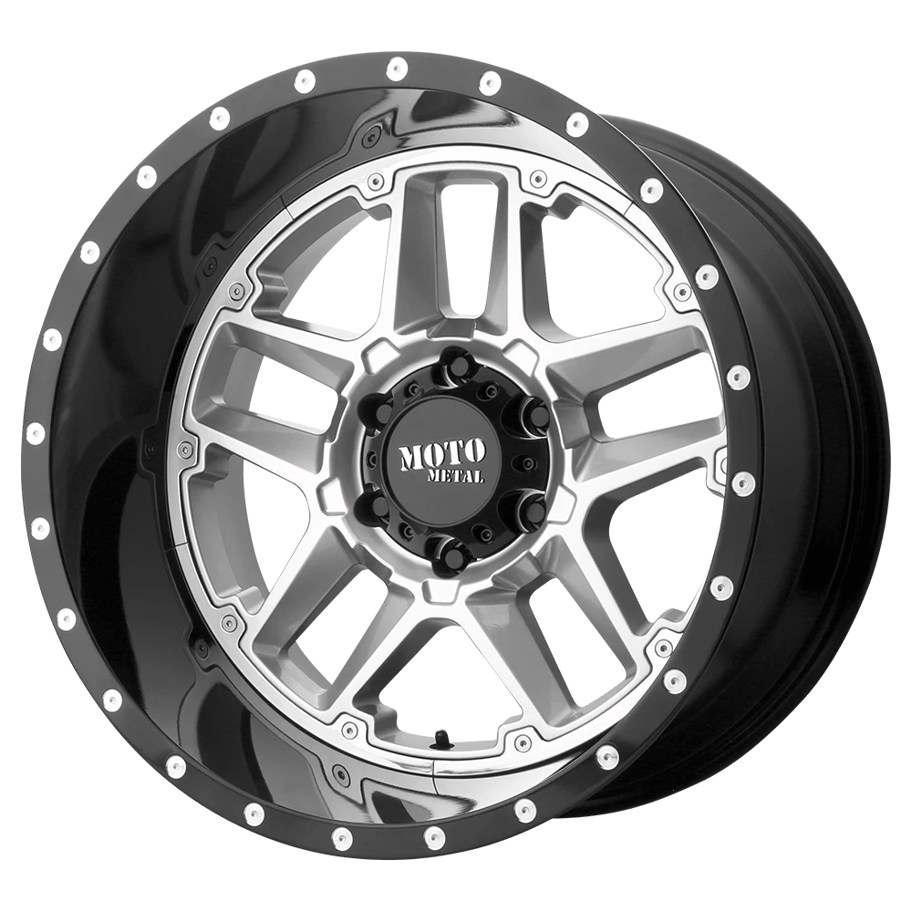 Moto Metal MO987 SENTRY Wheel | Gloss Silver Center W/ Gloss Black Lip