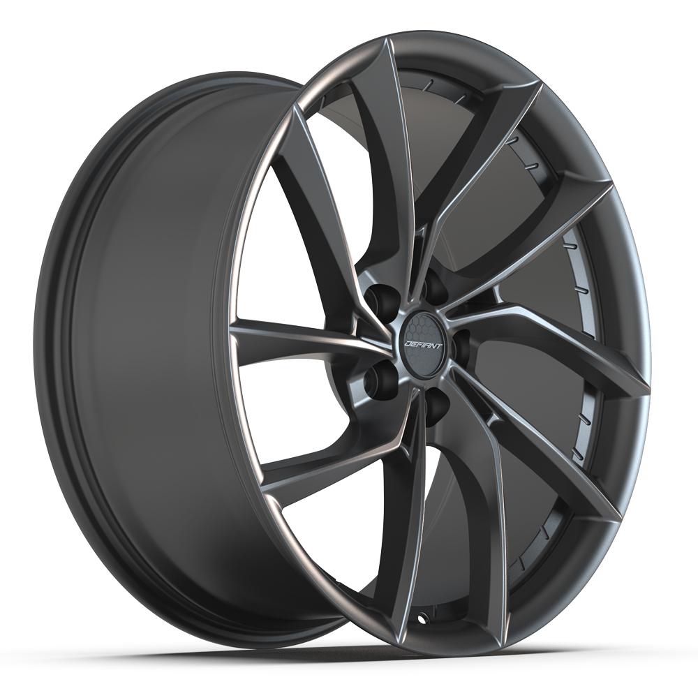 DEFIANT Wheels DF06 20x9 Inches Dark Satin Charcoal for Tesla, Acura, and Honda Models