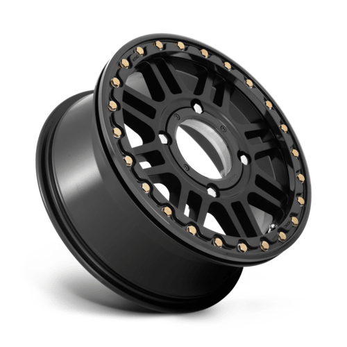 KMC Powersports Cage UTV Beadlock Wheel 15x6 Satin Black with Gloss Black Ring - 4x137 Bolt Pattern, Offset +38