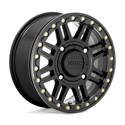 KMC Powersports Cage UTV Beadlock Wheel 15x6 Satin Black with Gloss Black Ring - 4x137 Bolt Pattern, Offset +38