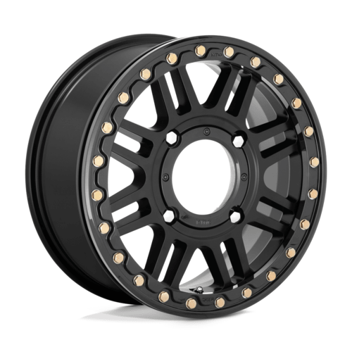 KMC Powersports Cage UTV Beadlock Wheel 15x6 Satin Black with Gloss Black Ring - 4x137 Bolt Pattern, Offset +38