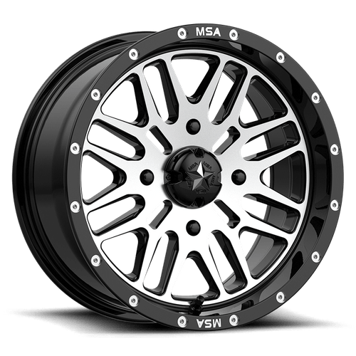MSA Offroad Wheels M38 BRUTE UTV 14x7 Gloss Black Machined with 4x156 Bolt Pattern