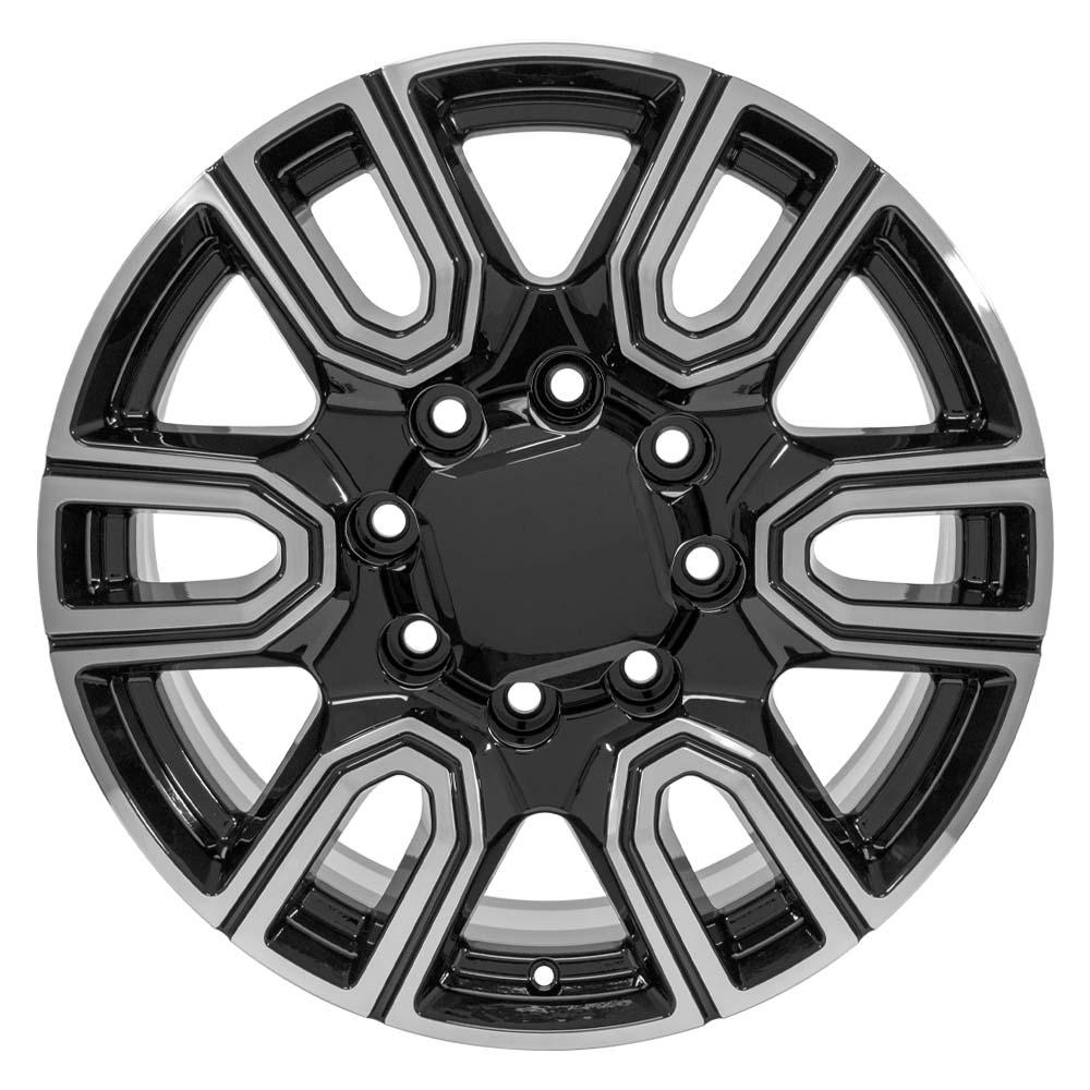 OE Wheels 20 - Inch Replica CV96B Black Machined for GMC Sierra 2500/3500 and Chevrolet Silverado 2500/3500